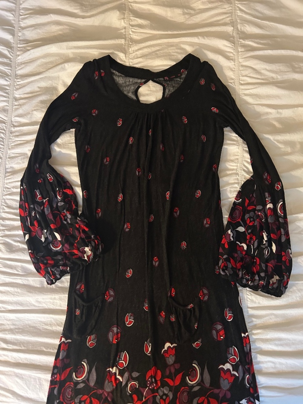 Long Black Bell Sleeve Dress
